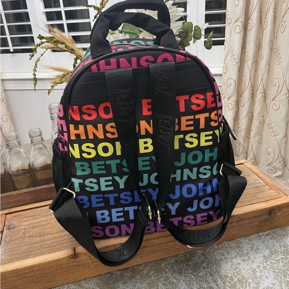 BETSEY JOHNSON BLACK LG NYLON BACKPACK - Picture 4 of 11